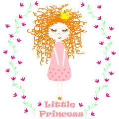 poster with little princess - vector, illustration, eps