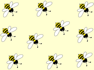 Wonderful design of hard-working bees on a light yellow background