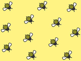 Wonderful design of hard-working bees on a light yellow background