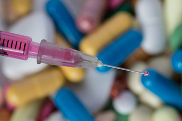 Close-up medical syringe