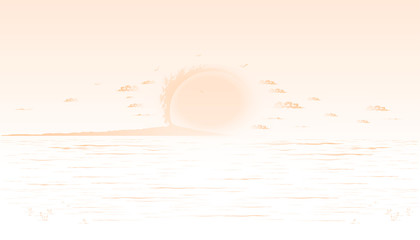 Yellow LAI THAI background Sunset with sea and mountains Vector