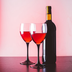 wine glasses and bottle