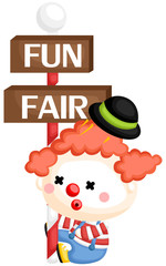 a vector of a clown holding a sign