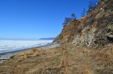 Spring on the shore of Lake Baikal in Siberia