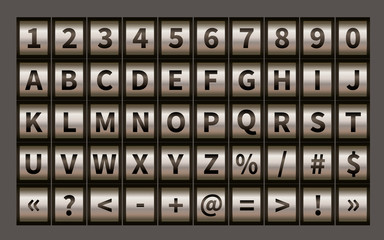Letter wheel font, code padlock symbols with numbers