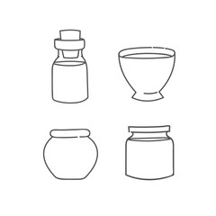 Glass bottle jar bowl and pot set of doodles
