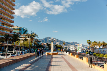 Fuengirola, SPAIN, MAY, 2018: Embankment of the Spanish city on the Mediterranean coast