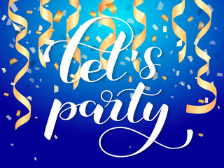 Obraz premium Let's parrty lettering. Vector illustration