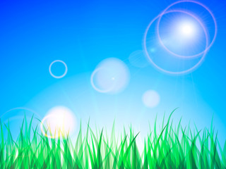 Fototapeta na wymiar Clean blue sky with green grass. Vector Illustration 