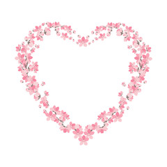 Vector illustration of a flower shaped heart. Flower decoration of sakura