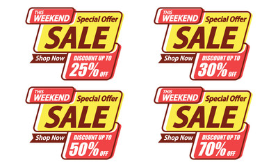 Mega Sale Template Banners Discount up to 50%,  Flat Outline Design Vector Illustration.