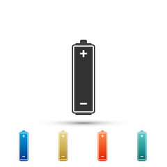 Battery icon isolated on white background. Set elements in color icons. Vector Illustration