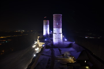 Zamek w Chęcinach nocą, Chęciny Castle by night, Zamki w Polsce 