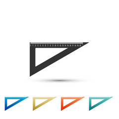 Triangular ruler icon isolated on white background. Straightedge symbol. Geometric symbol. Set elements in color icons. Vector Illustration