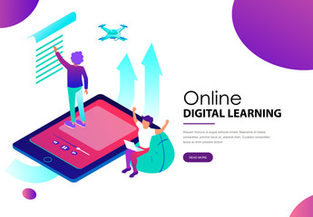 Online digital learning landing web page template