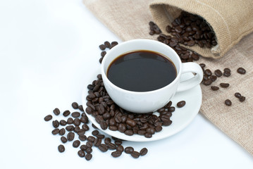 cup of coffee and beans