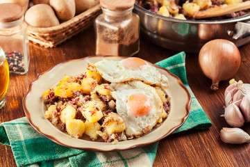 Corned beef hash on a plate