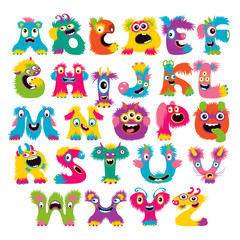 Fototapeta Cartoon children cute and funny monster alphabet obraz