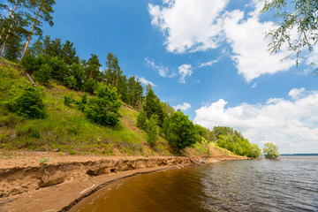 wooded bank of the Kama River, Russia