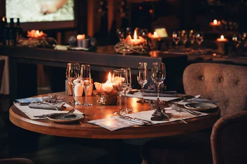 Deurstickers luxury tableware beautiful table setting in restaurant © loki_ast