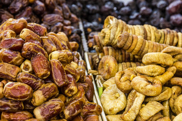 Dates and figs dried fruits.