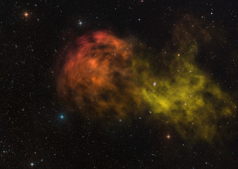 Star field in space and a nebulae. 3D rendering