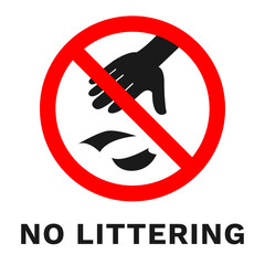 NO LITTERING sign. Banner with inscription. Vector.