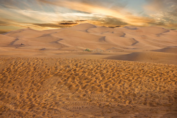 Fototapeta na wymiar Sand desert sunset view, UAE, Dubai