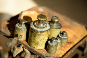 Weights for retro scales. Vintage weight for a balance scale.