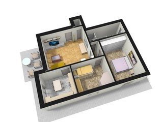 Floor plan 3D illustration