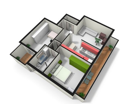 Floor plan 3D illustration