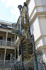 Spiral staircase in an old house in Tbilisi
