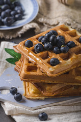 Crispy homemade waffles with berries
