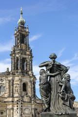Obraz premium Sculpture on the Bruhl Terrace, a historic architectural ensemble in Dresden, Germany