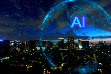 先進テクノロジー　5G AI 人工知能　日本人　素材　背景　グラフィック　イラスト　ブロックチェーン