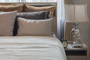 luxury bedroom with set of pillows