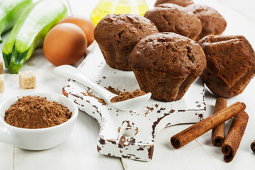 Chocolate muffins with zucchini