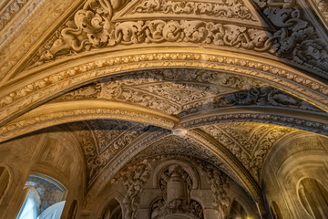 Fototapeta na wymiar Ceiling of the Pena palace, Sintra, Portugal