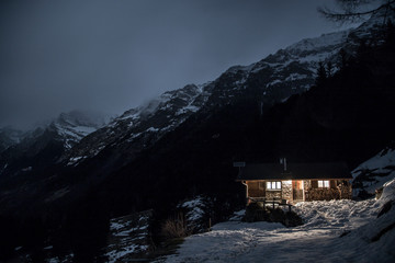 Mountain house in the nigth
