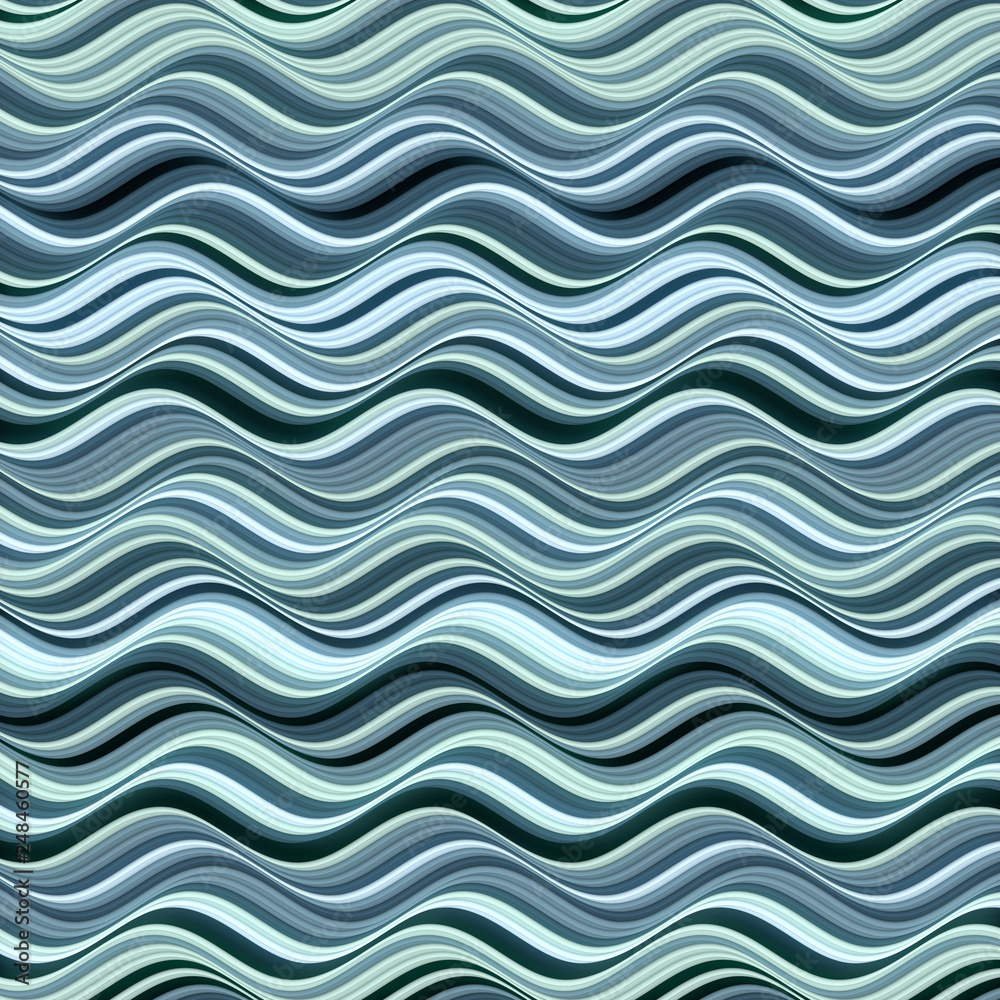 Aufkleber Blue colored horizontal Wavy Background. Dynamic Effect. Design Template. Modern Pattern. 3d rendering