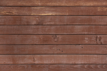 Fototapeta premium Texture Of Narrow Brown Boards. Old Weathered Shabby Brown Wooden Background.