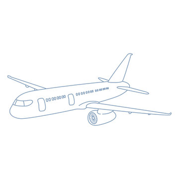 recommend clip art: Vector Outline Plane Illustration. Side View Airplane