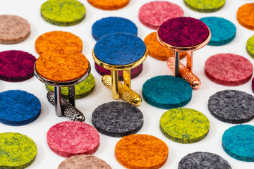 cufflinks and color circle textile