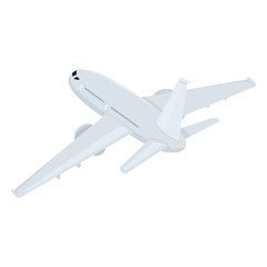 Vector Flat Airplane Illustration. Back View Civil Plane
