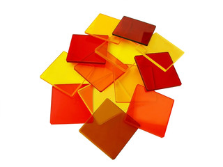 Glass squares on white background