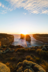 Sunset light at Island Arc, Great Ocean Road, VIC, Australia.