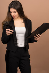 a successful business girl in a office