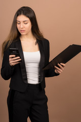 Fototapeta premium a successful business girl in a office