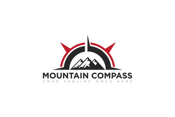 mountain compass logo and icon vector illustration design template