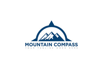 mountain compass logo and icon vector illustration design template